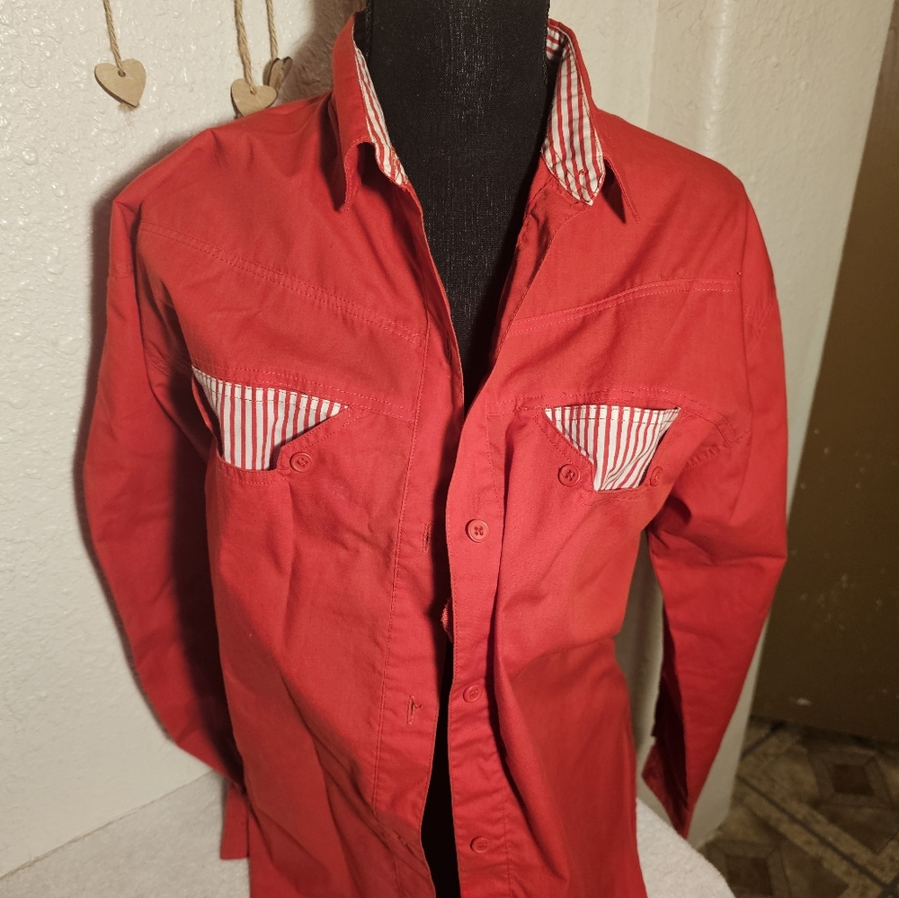 Color code red checkered button down shirt size 16